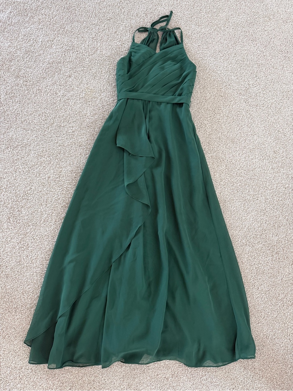 Azazie Emerald Green Halter Chiffon Maxi Dress